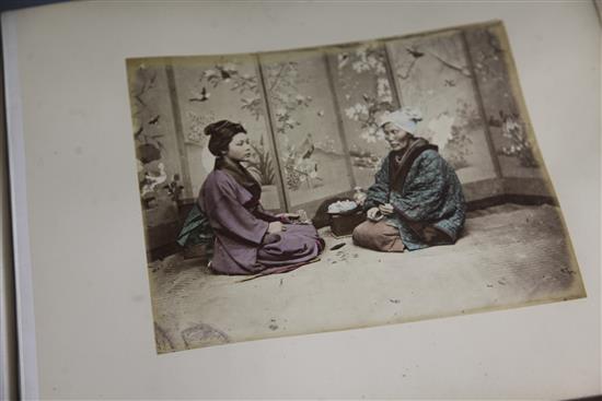 A late 19th / early 20th century photograph album Views and Costumes of Japan by Stillfried and Andersen of Yokohama, album overall 1